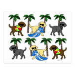 Cool Labradors Beach Party Cartoon Postcards