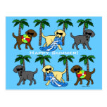 Cool Labradors Beach Party Cartoon Postcards