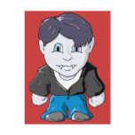 Cool Little Vamp in black leather jacket postcards