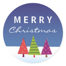 Cool Merry Christmas Sticker with abstract trees