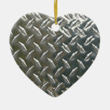 Cool metal checkerplate pattern christmas tree ornament