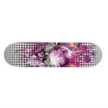Cool Music Disco Ball and Speakers Skateboard Deck