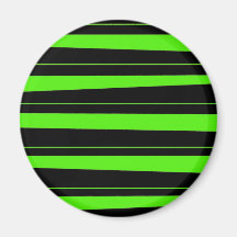 Cool Neon Lime Green and Black Striped Pattern Refrigerator Magnets