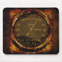 Cool Old Race Bike Speedometer Grunge Art Mousepad
