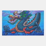Cool oriental chinese oil colourful dragon paint rectangle stickers