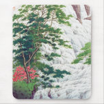 Cool oriental Hasui Kawase river waterfall tree Mouse Pads