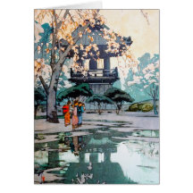 Cool oriental Hiroshi Yoshida Japanese Shrine art Greeting Cards