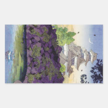 Cool oriental japanese Ancient Castle Palace art Rectangular Sticker