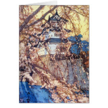 Cool oriental japanese classic Hirosaki Castle art Greeting Card