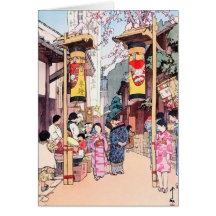 Cool oriental japanese country festival painting greeting cards
