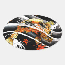Cool oriental japanese Gold Lucky Koi Fish tattoo Stickers