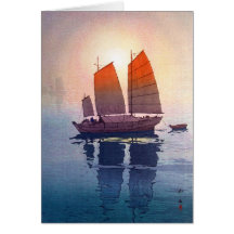 Cool oriental japanese Hiroshi Yoshida morning Card