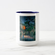 Cool oriental japanese Kasamatsu night street rain Coffee Mugs