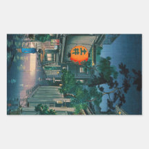 Cool oriental japanese Kasamatsu night street rain Sticker