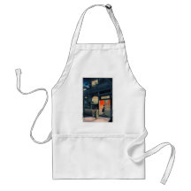 Cool oriental japanese kasamatsu night village art apron