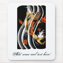 Cool Oriental Japanese Koi Lucky Carp Water Ink Mouse Pads