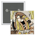 Cool oriental japanese legendary warrior samurai button