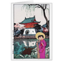 Cool oriental japanese Shinobazu pond Yoshida art Card