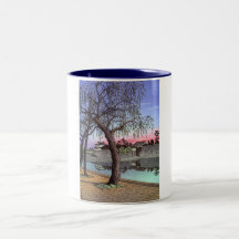 Cool oriental japanese sunset watercolour painting mugs