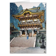 Cool oriental japanese Yomei Gate Yoshida art Greeting Cards
