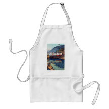 Cool oriental japanese Yoshida Kinoe Dock art Apron