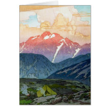 Cool oriental japanese Yoshida Mountain pass art Greeting Card