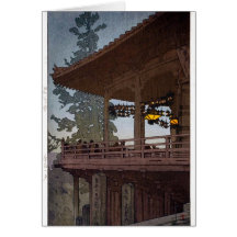 Cool oriental japanese Yoshida night scenery art Greeting Card