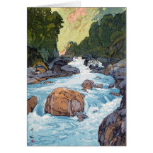 Cool oriental japanese Yoshida river scenery art Greeting Cards