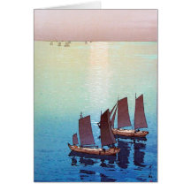 Cool oriental japanese Yoshida sea side sundown Cards