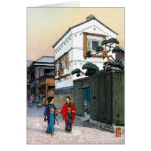 Cool oriental japanese Yoshida street scenery art Cards