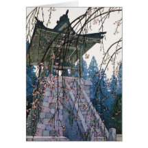 Cool oriental japanese Yoshida Temple Shrine art Greeting Cards