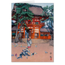 Cool oriental japanese Yoshida village scenery art Greeting Card