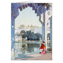 Cool oriental Yoshida Hiroshi udaipur Palace art Cards