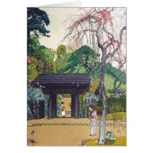 Cool orintal japanese Yoshida Temple Shrine Gate Greeting Card