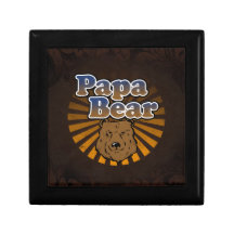 Cool Papa Bear, Brown/Blue/Gold Dad Gift Trinket Boxes