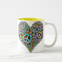 Cool Peace Love Heart Coffee Mugs