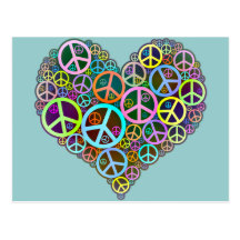 Cool Peace Love Heart Postcards