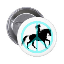 Cool peace symbol horse rider button