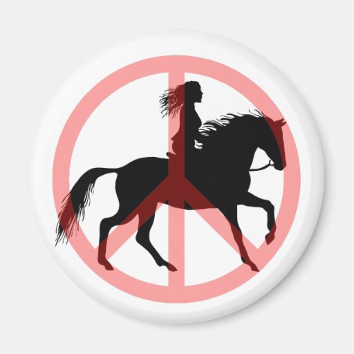 Cool peace symbol horse rider magnet