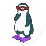 Cool Penguin Round Sticker