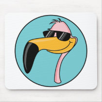 cool pink flamingo in sunglasses mouse pads