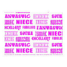 Cool Pink Modern Design 4 Nieces Positives Words Stretched Canvas Prints