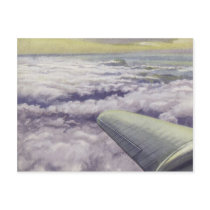Cool Postcard With Aeroplane Wing Over Clouds