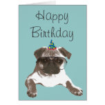 Cool Pug in Glasses Happy Birthday Card