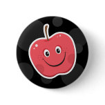 Cool red apple cartoon button