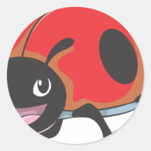 Cool Red Baby Ladybug Cartoon Sticker