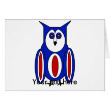 Cool red white and blue owl greeting card