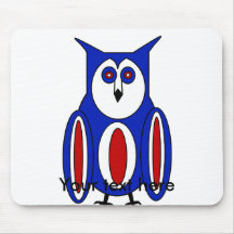 Cool red white and blue owl mousemats