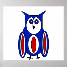 Cool red white and blue owl poster