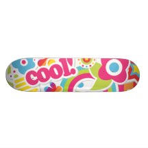 cool retro girly sticker collage skate board
